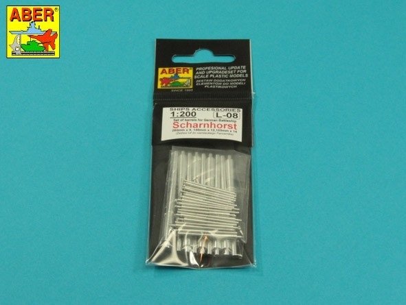 Aber 200L-08 Coffret de canons pour cuirassé Scharnhorst 280mmx9 1/200