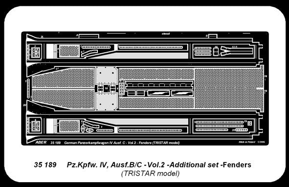 Aber 35189 Char moyen allemand Pz.Kpfw. IV, Ausf.B/C - vol. 2 - jeu supplémentaire - ailes (1/35) – imagen 3