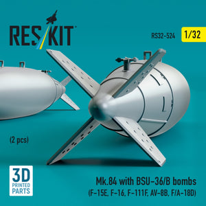 RESKIT RS32-0524 Mk.84 avec bombes BSU-36/B (2 pièces) (Impression 3D) 1/32 – immagine 3