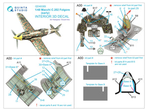 Quinta Studio QD48389 Macchi C.202 Folgore Early Intérieur imprimé en 3D et coloré sur papier décalcomanie (Hasegawa/Eduard) 1/48  – immagine 2