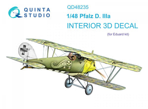 Intérieur imprimé en 3D et coloré sur papier décalcomanie Quinta Studio QD48235 Pfalz D.IIIa (Eduard) 1/48