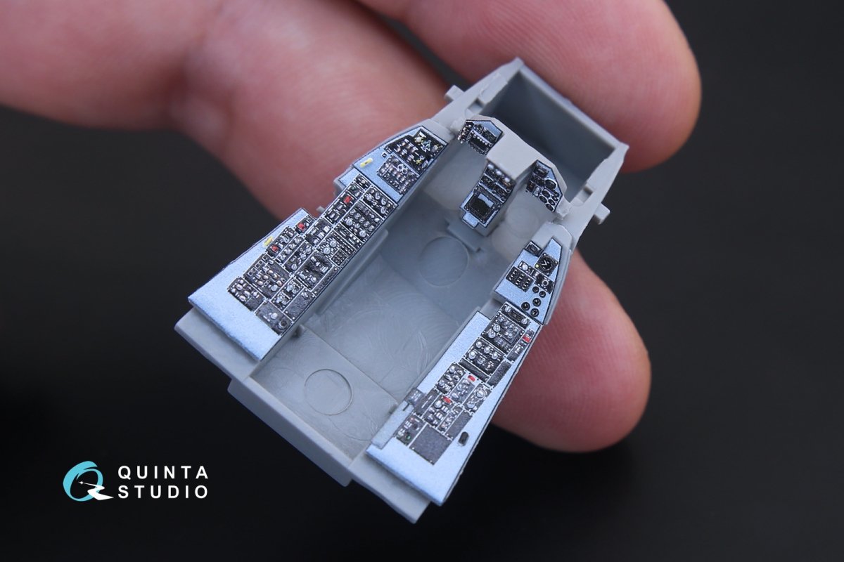 Intérieur imprimé en 3D et coloré sur papier décalcomanie Quinta Studio QD48167 F-16A (pour kit Kinetic) 1/48 – immagine 3
