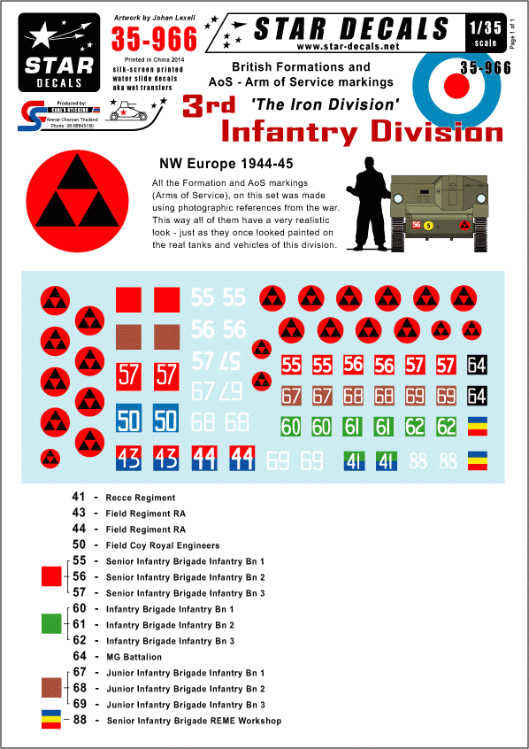 Star Decals 35-966 3e division d'infanterie britannique 1/35