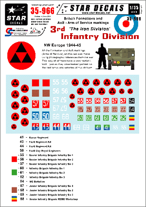 Star Decals 35-966 3e division d&amp;#39;infanterie britannique 1/35