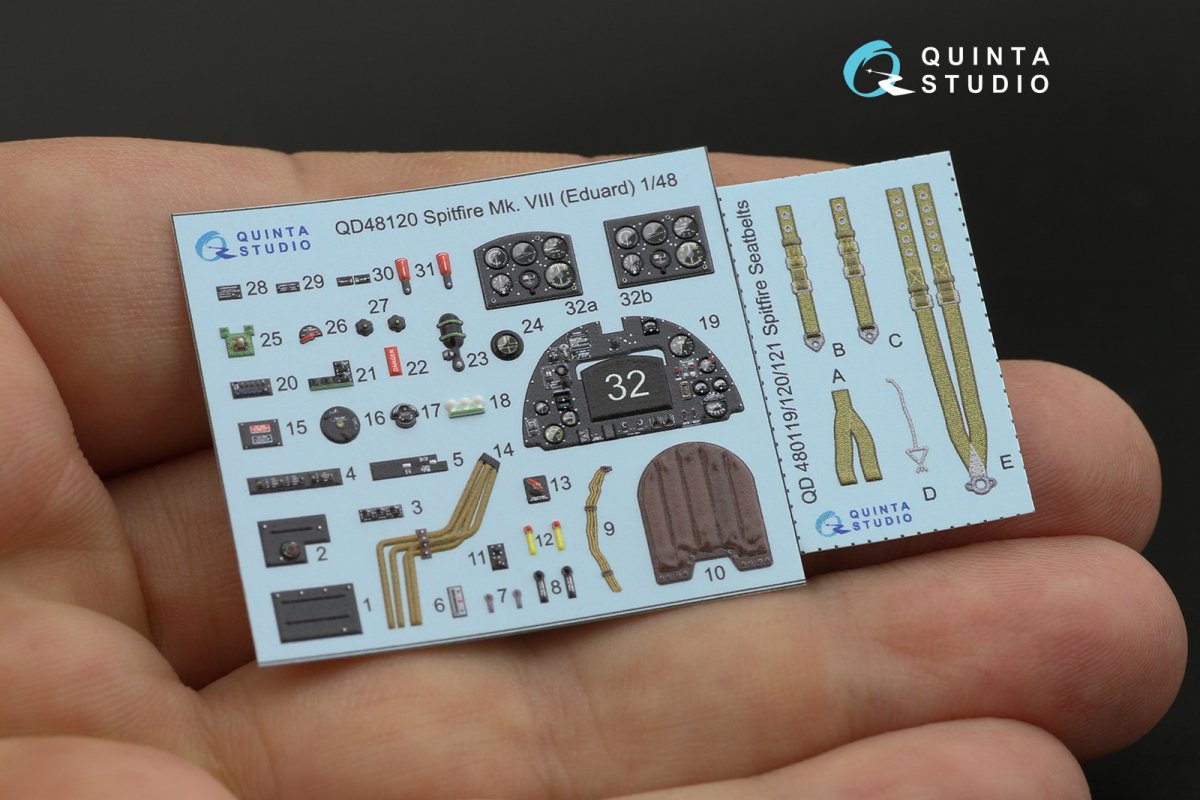 Intérieur imprimé en 3D et coloré sur papier décalcomanie Quinta Studio QD48120 Spitfire Mk.VIII (Eduard) 1/48 – image 2