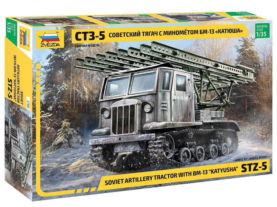 Tracteur d&amp;#39;artillerie soviétique Zvezda 3700 avec BM-13 Katyusha STZ-5 1/35
