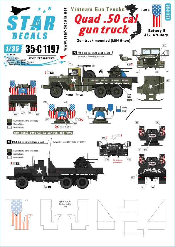 Star Decals 35-C1197 Camions armés du Vietnam 4 1/35