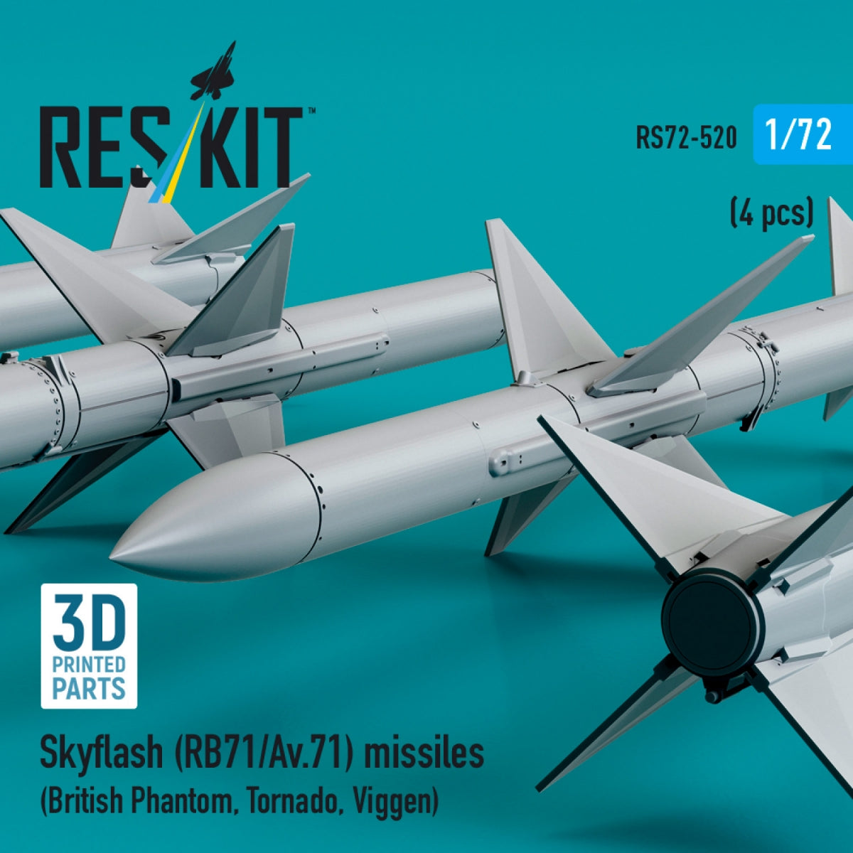 Missiles Skyflash (RB71/Av.71) RESKIT RS72-0520 (4 pièces) (Impression 3D) 1/72 – image 3