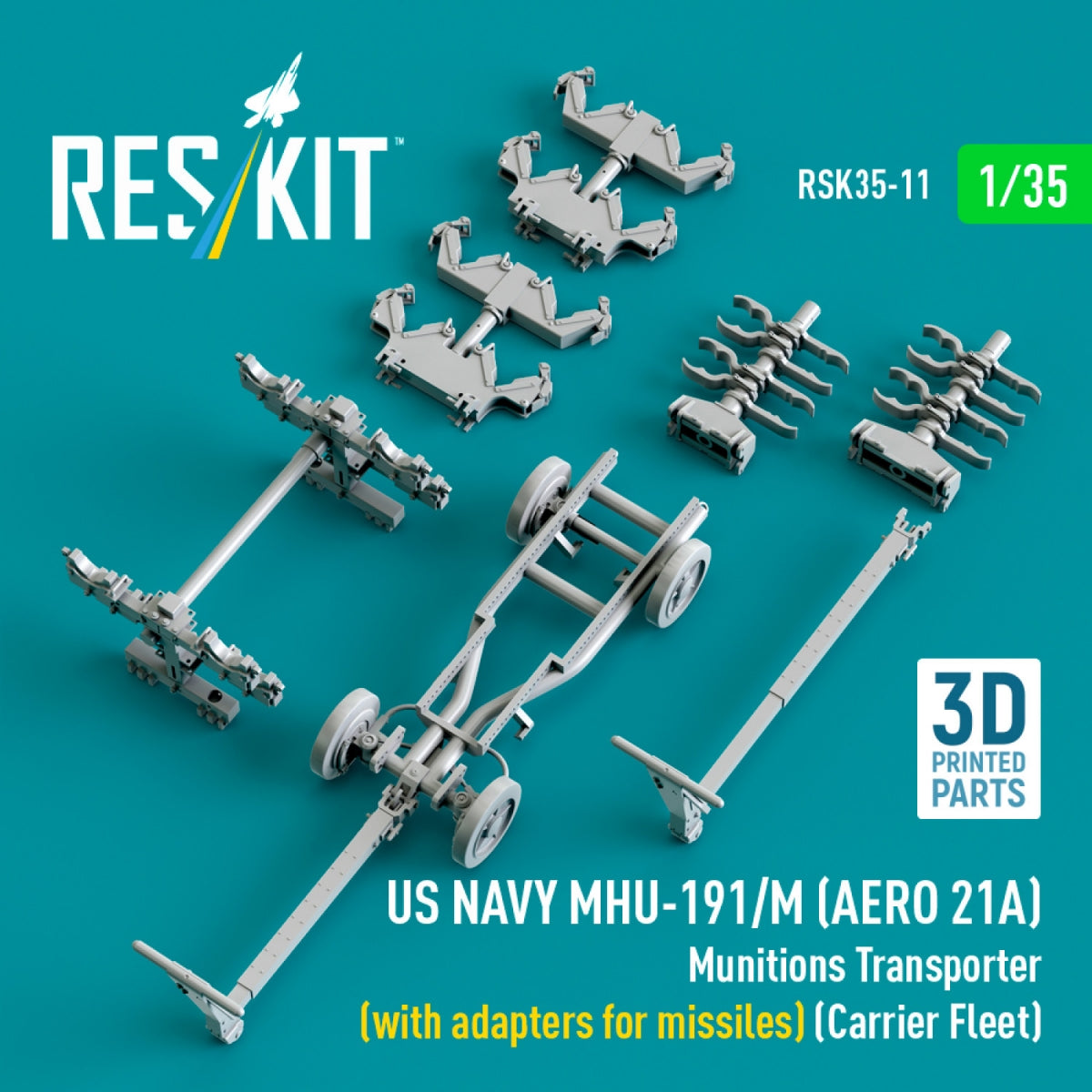 RESKIT RSK35-0011 US NAVY MHU-191/M (AERO 21A) Transporteur de munitions (avec adaptateurs pour missiles) (Porte-avions) (Maquette imprimée en 3D) 1/35 – imagen 4