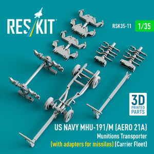 RESKIT RSK35-0011 US NAVY MHU-191/M (AERO 21A) Transporteur de munitions (avec adaptateurs pour missiles) (Porte-avions) (Maquette imprimée en 3D) 1/35 – imagen 4