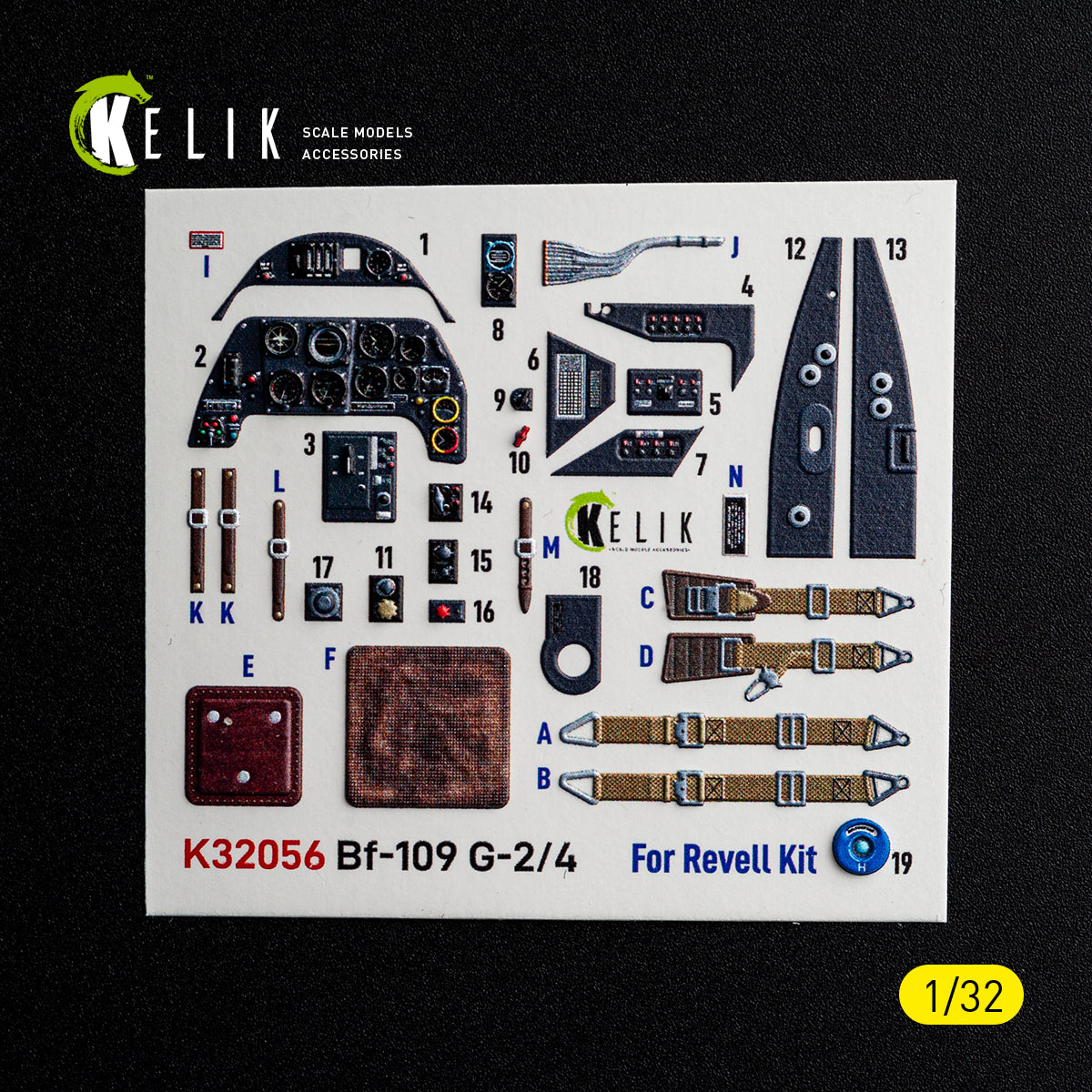 KELIK K 32056 Bf-109 G2/4 - interior 3D decals for Revell kit 1/32 – Bild 2