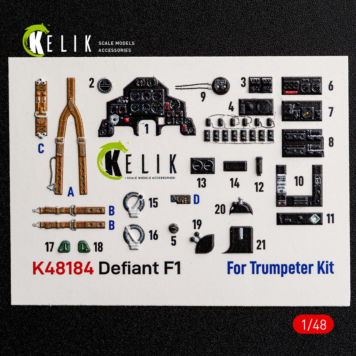 KELIK K48184 Defiant Fi - interior 3D decals for Trumpeter kit 1/48 – Bild 7