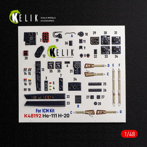 KELIK K48192 He-111 H-20 - interior 3D decals for ICM kit 1/48 – Bild 2