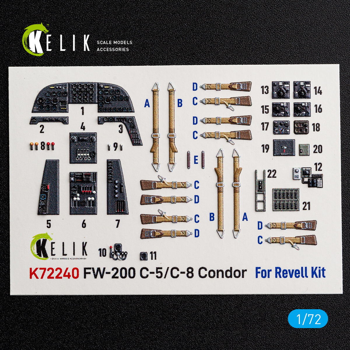 KELIK K72240 FW-200 C-5/C-8 - interior 30 decals for Revell kit 1/72 – zdjęcie 2