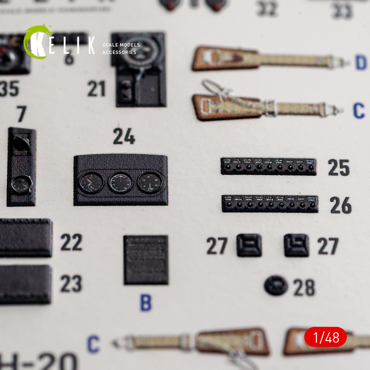 KELIK K48192 He-111 H-20 - interior 3D decals for ICM kit 1/48 – Bild 6