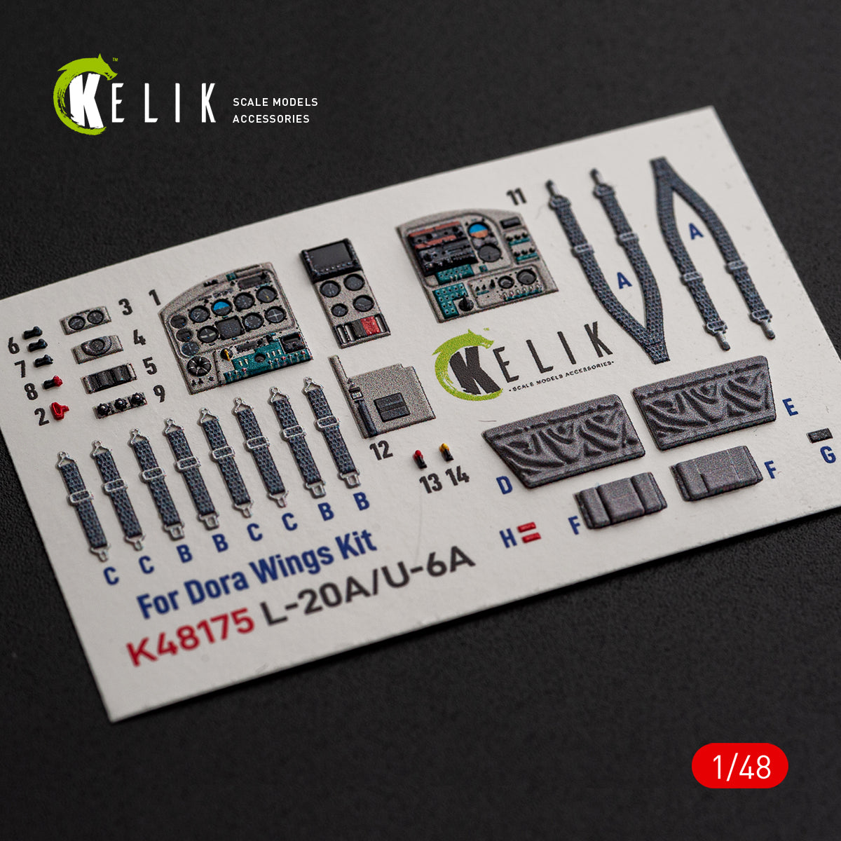 KELIK K48175 L-20A/U-6A - type 2 interior 3D decals for Dora Wings kit 1/48