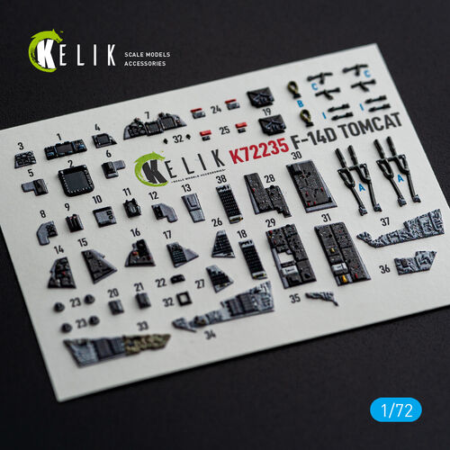 KELIK K72235 F-140 Tomcat - interior 3D decals for Tamiya kit 1/72