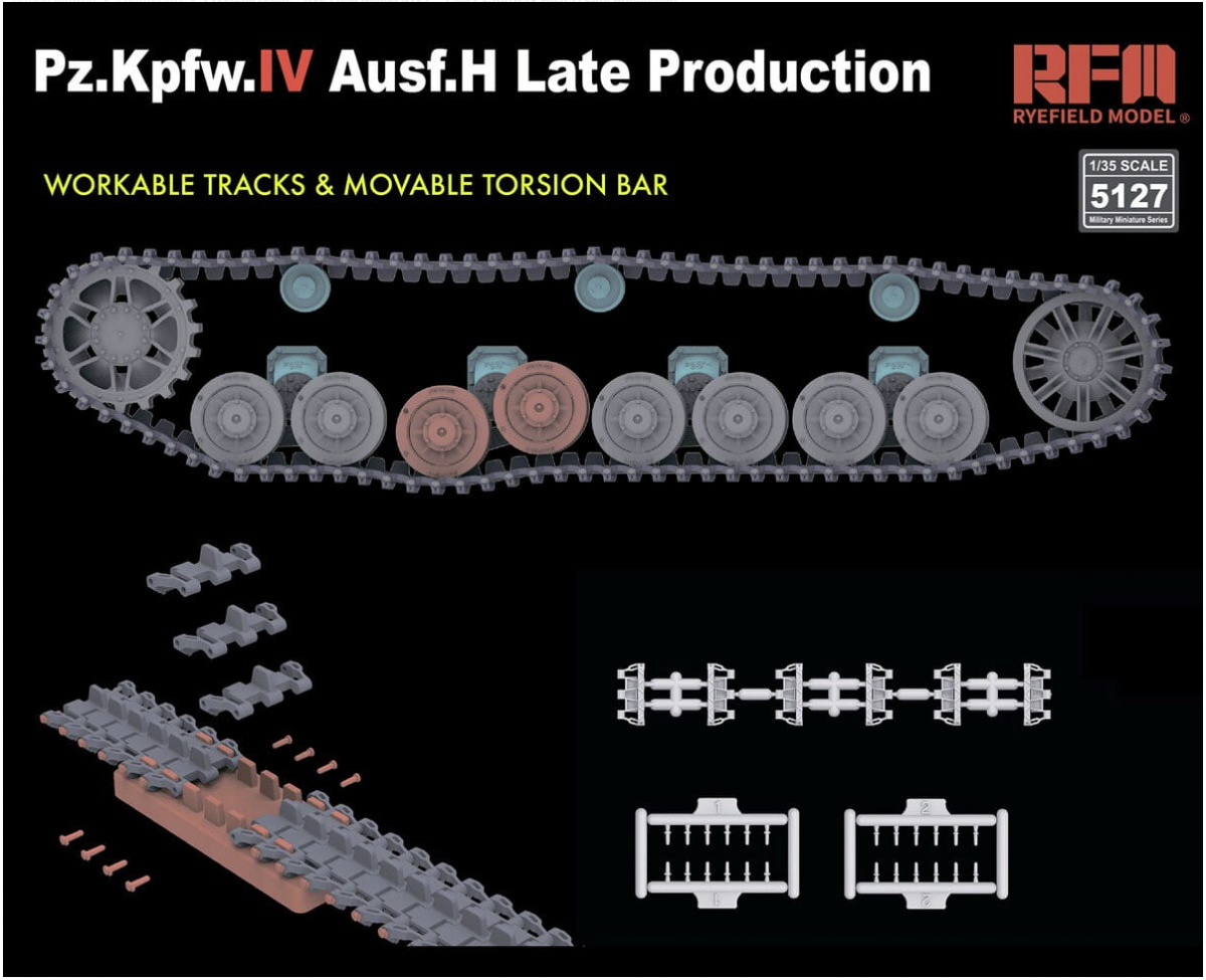 Rye Field modèle 5127 Sd.Kfz.161/1 Panzerkampfwagen IV Ausf. H Production tardive (avec moteur et liaisons de chenilles utilisables) 1/35  – immagine 5