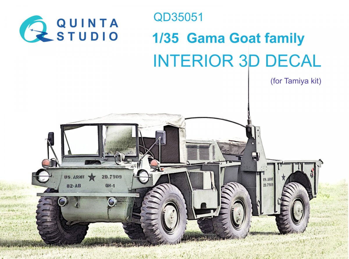 Quinta Studio QD35051 Famille de chèvres Gama Intérieur imprimé en 3D et coloré sur papier décalcomanie (Tamiya) 1/35