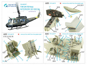 Intérieur coloré imprimé en 3D sur papier décalcomanie Quinta Studio QD48267 UH-1D (KittyHawk) 1/48 – imagen 2