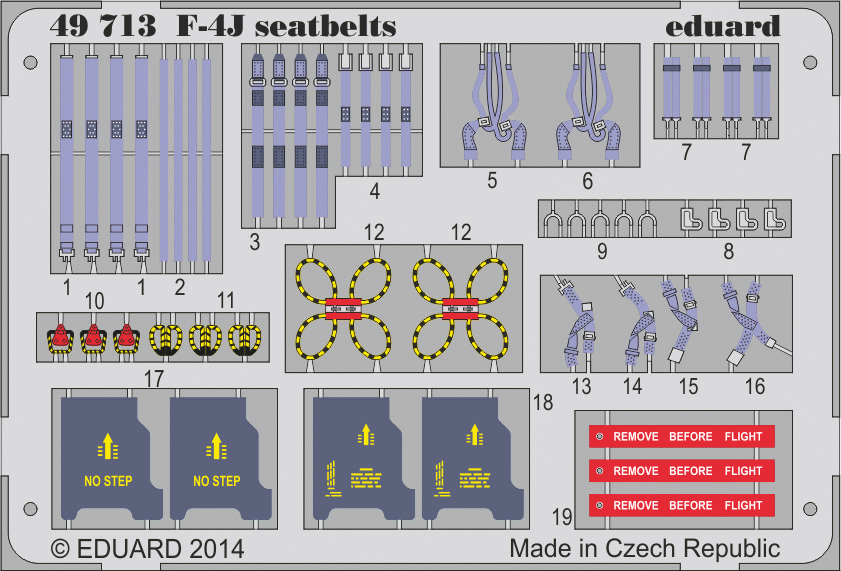 Ceintures de sécurité Eduard 49713 F-4J 1/48 ACADEMY