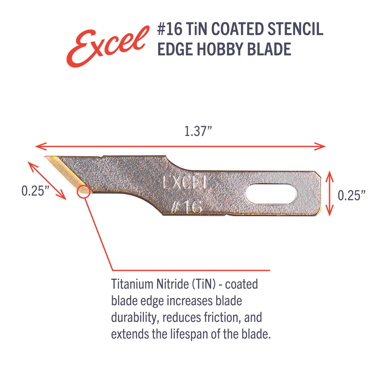 Excel Hobby Tools 20416 No.16 Titanium Nitride Coated Stencil Edge Blade (5 pcs) – image 3