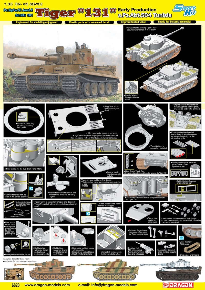 Dragon 6820 Tiger I 131 s.Pz.Abt.504 Tunisie – Bild 5