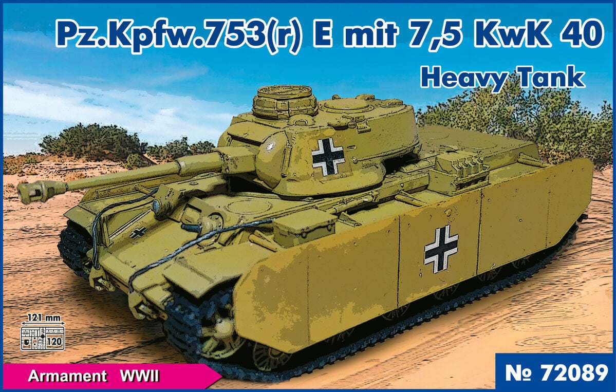 PST 72089 Pz.Kpfw.753(r) E Mit 7.5 KwK 40 Char Lourd 1/72