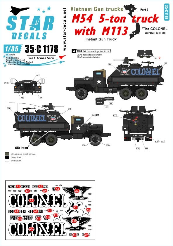 Star Decals 35-C1178 Camions armés du Vietnam 3 1/35