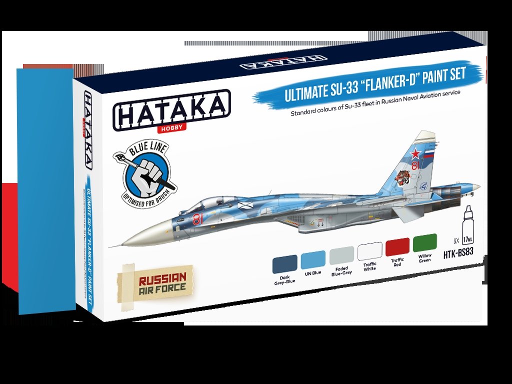 Coffret de peinture Hataka Hobby HTK-BS83 Ultimate Su-33 « Flanker-D » (6 x 17 ml)