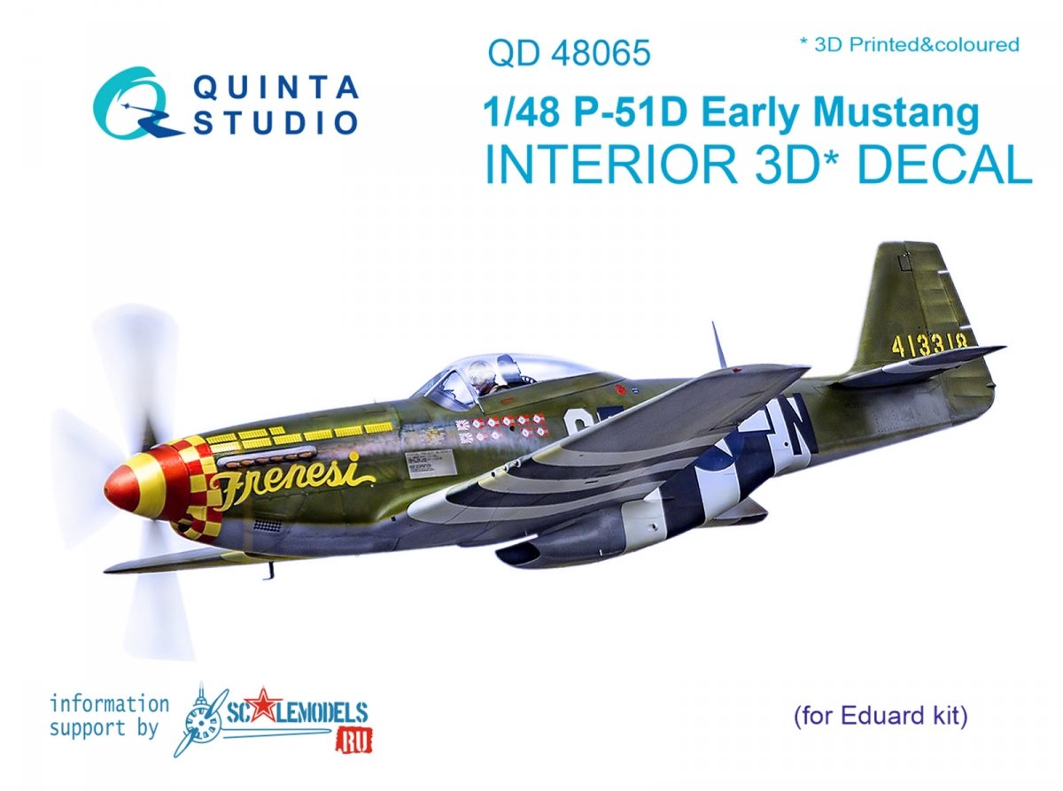 Quinta Studio QD48065 P-51D (Early) 3D-Printed &amp; colored Interior on decal paper (for Eduard kit) 1/48