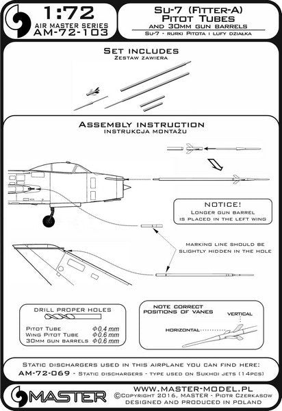 Maquette Master AM-72-103 Sukhoi Su-7 (Monteur-A) - Tubes pilotes et canons de 30 mm 1/72 – Bild 6