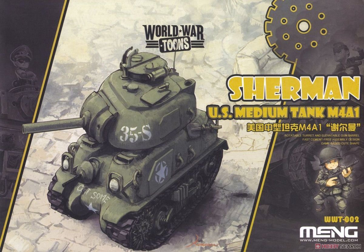 Maquette Meng WWT-002 Dessins animés de la Seconde Guerre mondiale Char moyen américain Sherman M4A1