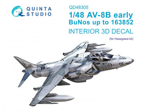 Intérieur imprimé en 3D et coloré sur papier décalcomanie Quinta Studio QD48305 AV-8B (Hasegawa) à l&amp;#39;échelle 1/48