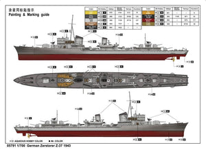 Trumpeter 05791 Zerstorer allemand Z-37 1943 1/700 – immagine 5