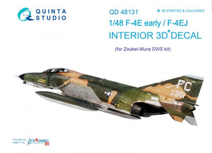 Quinta Studio QD48131 F-4E early/F-4EJ 3D-Printed &amp;amp; colored Interior on decal paper (for ZM SWS kit) 1/48