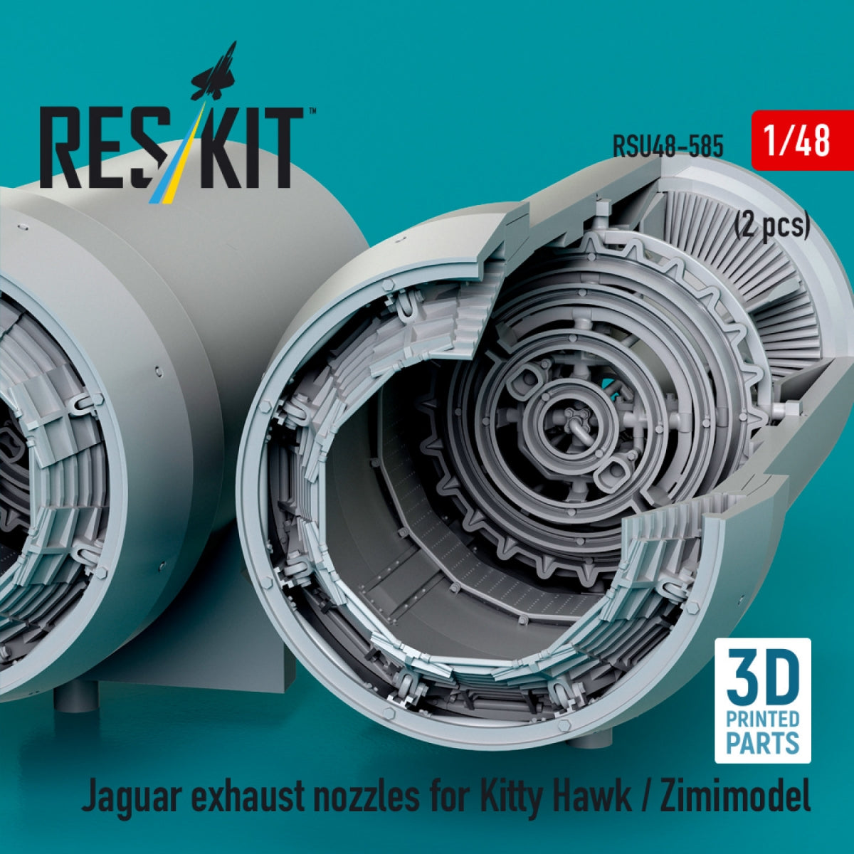 RESKIT RSU48-0585 Jaguar exhaust nozzles for Kitty Hawk / Zimimodel (3D Printed) 1/48