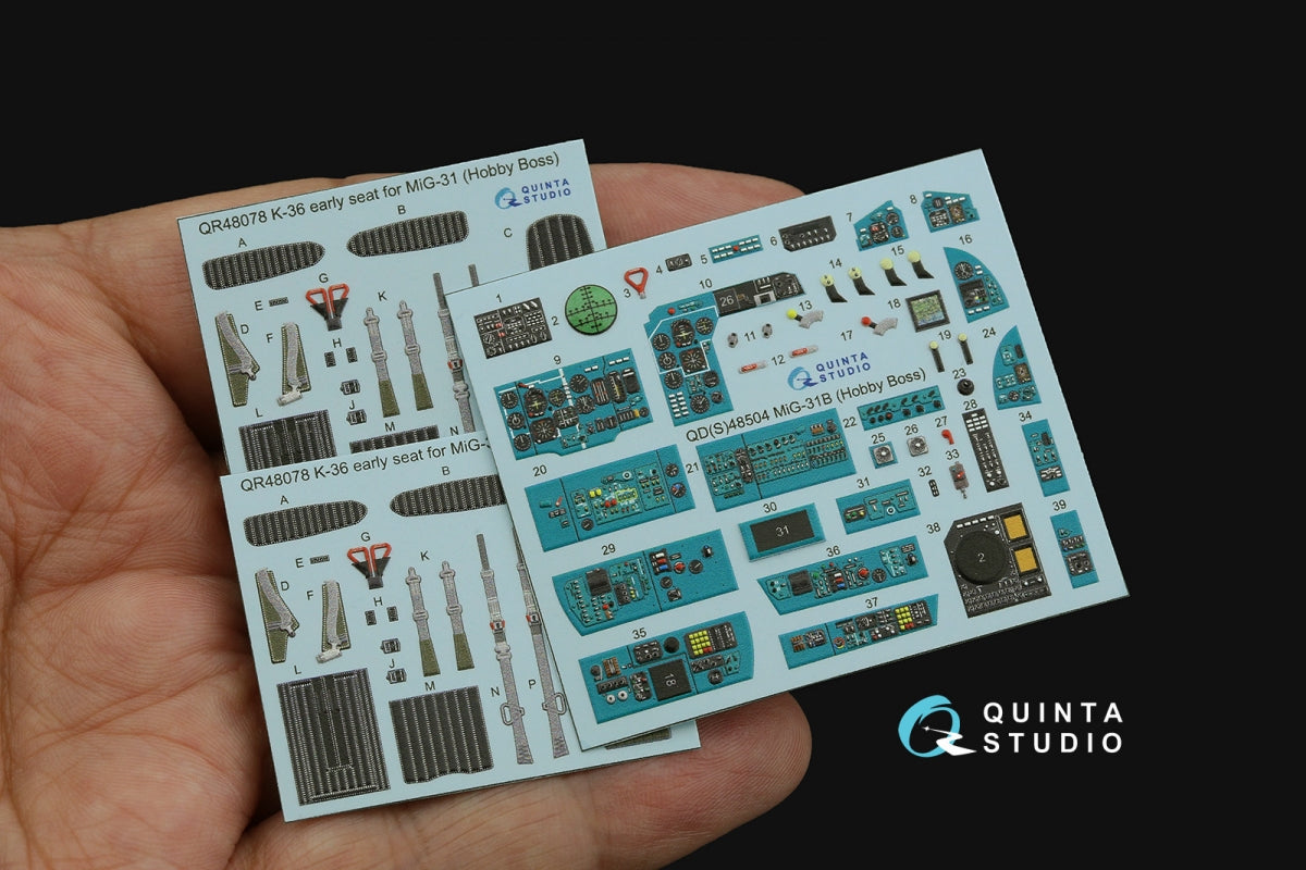 Intérieur imprimé en 3D et coloré sur papier décalcomanie Quinta Studio QD48504 MiG-31B (Hobby Boss) 1/48 – imagen 3