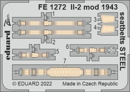 Ceintures de sécurité Eduard FE1272 Il-2 mod. 1943, acier ZVEZDA, échelle 1/48