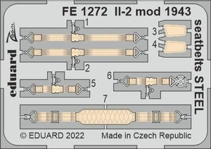 Ceintures de sécurité Eduard FE1272 Il-2 mod. 1943, acier ZVEZDA, échelle 1/48