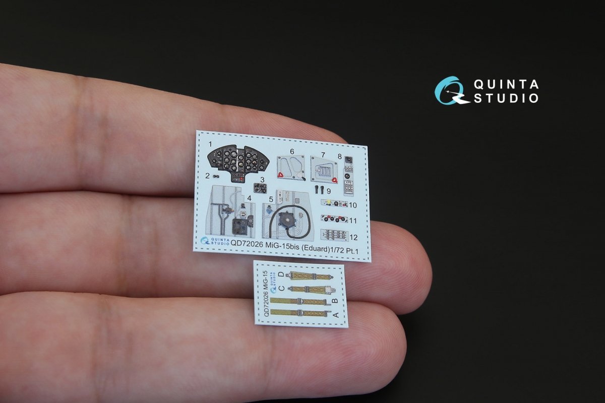 Intérieur imprimé en 3D et coloré sur papier décalcomanie Quinta Studio QD72026 MiG-15 (pour maquette Eduard) au 1/72 – immagine 2