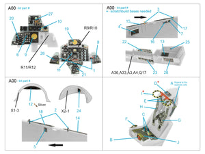 Intérieur imprimé en 3D et coloré sur papier décalcomanie Quinta Studio QD72082 F-4J Early (Fine Molds) à l&amp;#39;échelle 1/72 – immagine 2