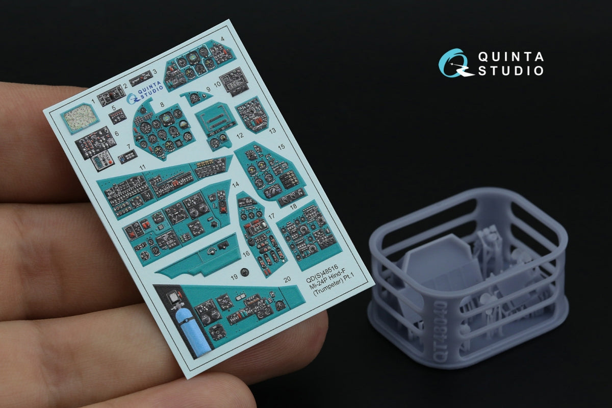 Quinta Studio QDS+48516 Mi-24P Hind-F Intérieur coloré imprimé en 3D sur papier décalcomanie (Trumpeter) (petite version) (avec pièces en résine imprimées en 3D) 1/48 – imagen 2