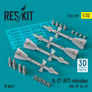 Missiles RESKIT RS32-0398 R-27 (R/T) (4 pièces) (Impression 3D) 1/32