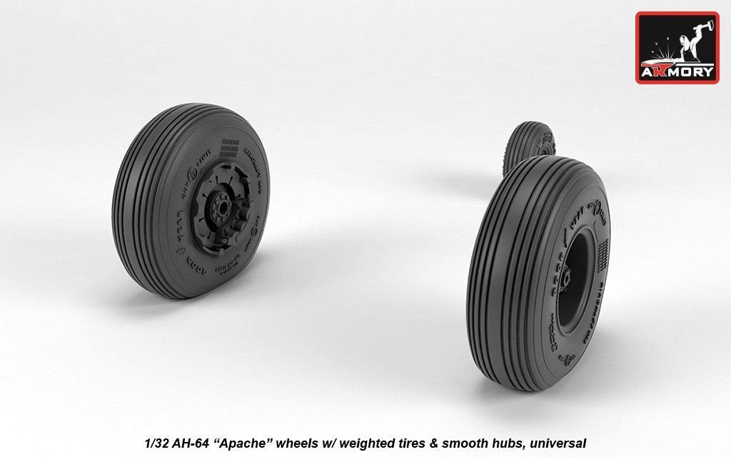 Roues Armory Models AW32311 AH-64 Apache avec pneus lestés, moyeux lisses 1/32 – immagine 4