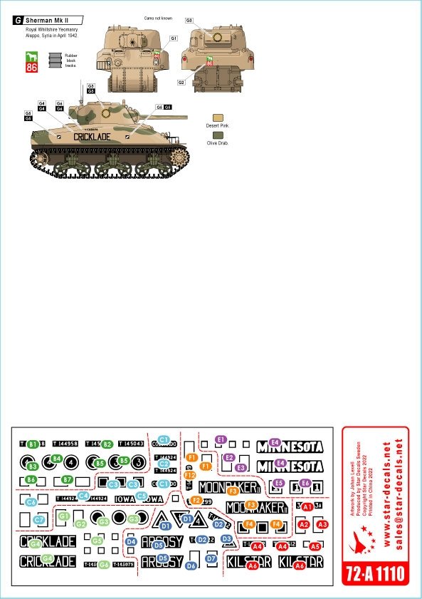 Star Decals 72-A1110 9e division blindée britannique. Afrique, Palestine et Syrie 1/72 – image 2