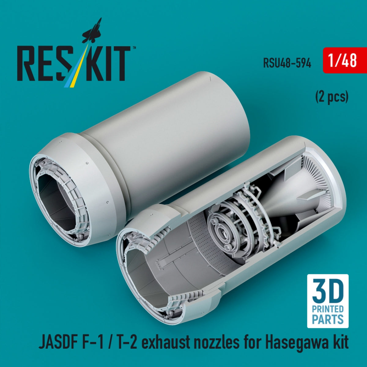 RESKIT RSU48-0594 JASDF F-1 / T-2 exhaust nozzles for Hasegawa kit (3D Printed) 1/48