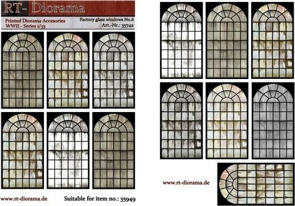 Accessoires imprimés RT-Diorama 35742 : Vitrages d'usine n° 6 1/35