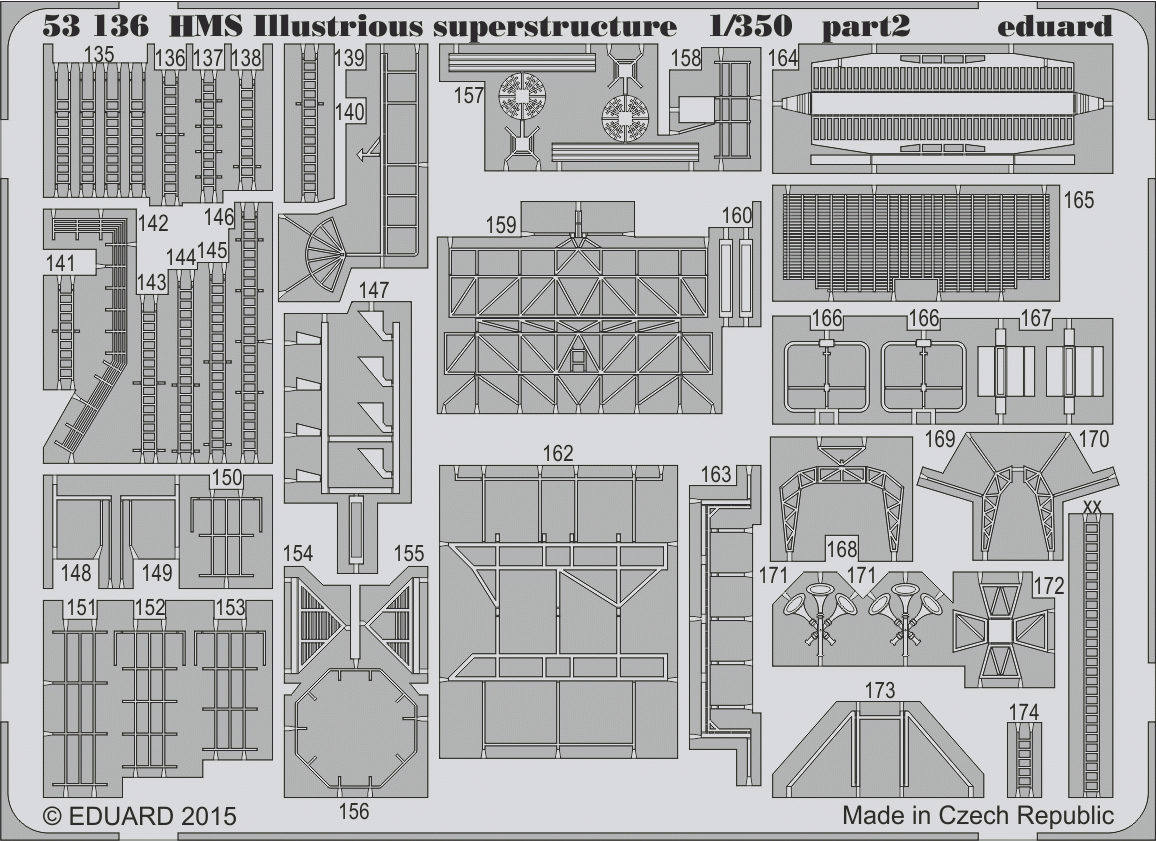 Eduard 53136 Superstructure du HMS Illustrious AIRFIX 1/350