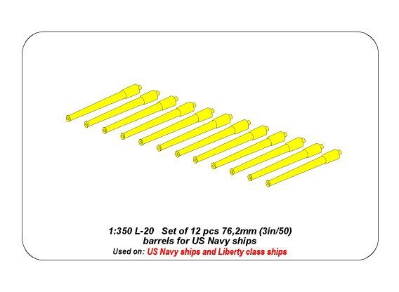 Aber 350L-20 Ensemble de 12 canons de 76,2 mm (3 pouces/50) pour navires de l&amp;#39;US Navy (1/350) – immagine 4